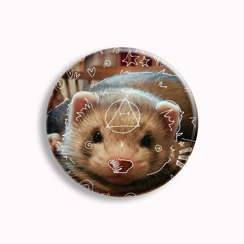 Cartoon Cat Therian Symbol Button Pin Cute Wolf Fox Theta-Delta Sign Aesthetic Brooch Badge Bag Decorate Jewelry Friends Gift