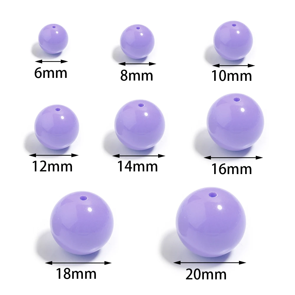 10-100 Stück 6-20mm Einfarbige Runde Acrylperlen Lose Abstandsperlen für DIY-Handarbeiten Schlüsselanhänger Armband Schmuckherstellung Zubehör – Detail 1