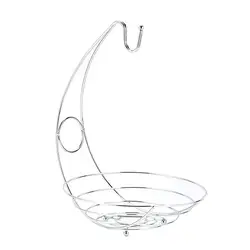 2 In 1 Chrome Iron Banana Hanger Fruit Bowl Tree Holder Basket Stand Hook kitchen Fruits Basket 240x240x440mm