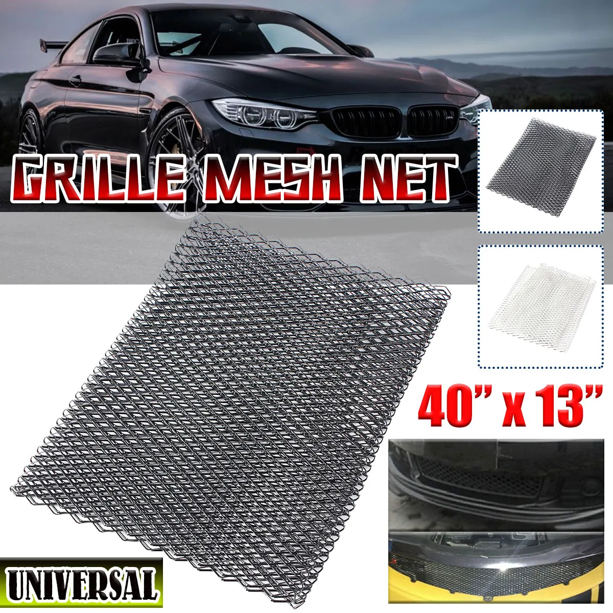 

Universal 20*10MM Car Front Bumper Racing Grille Mesh Vent Car Tuning Rhombic Grill Mesh Sheet Aluminium Net 100*33cm