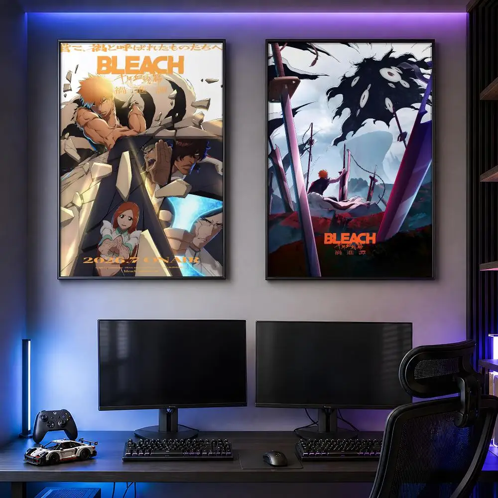 Anime B-BLEACH Thousand-Year Blood War Ichigo Poster PP Self Adhesive Decorative HD for Garage Gaming Room Living Room Gift