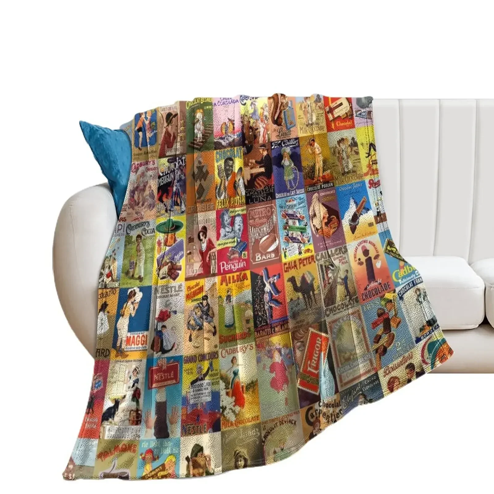 

Vintage Chocolate Ads Throw Blanket For Decorative Sofa Soft Big Blankets