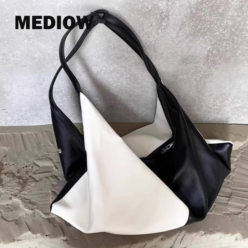 

MEDIOW Oversize Large Capacity Hobos Bags For Women Luxury Designer Handbag And Purses 2024 New In PU Splicing Underarm Shoulder