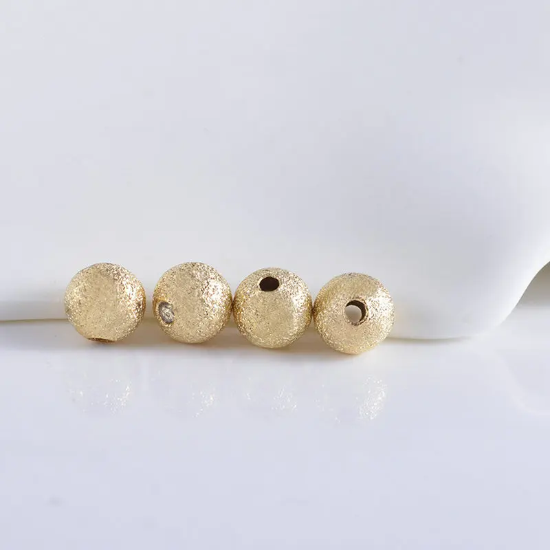 20PCS 3MM 4MM 5MM 6MM 14K Gold Color Plated Brass Matte Round Beads High Quality Diy Jewelry Accessories