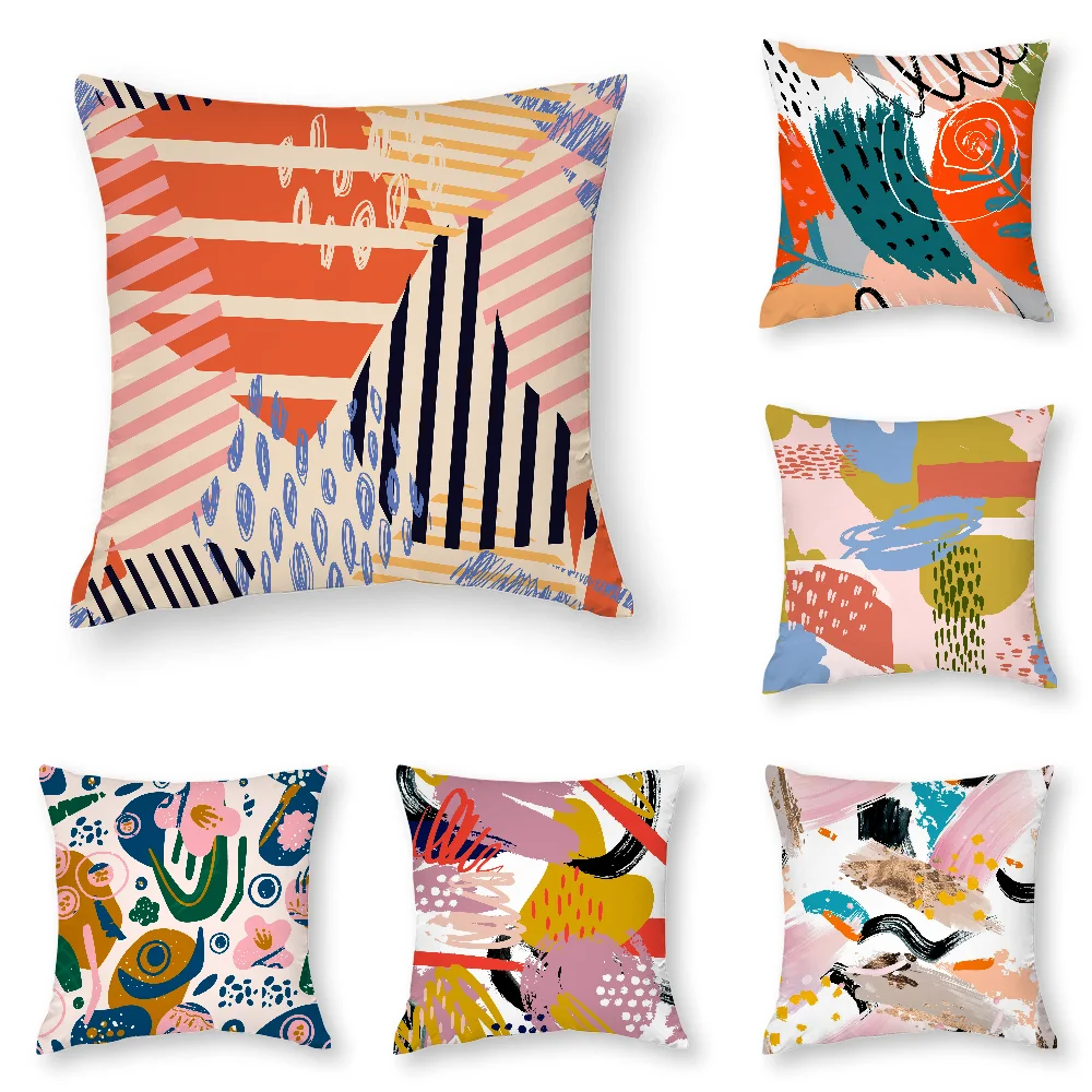 

Abstract Painting Pattern Pillow Case 3D Print Polyester Fiber 45*45 cm Home Sofa Throw Pillow Cover Decoration Festival Gift