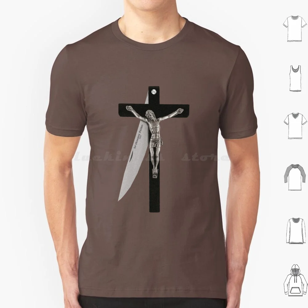 In Nomine Patris.... T Shirt Cotton Men Women DIY Print Christ Religion Knife Weapon Inox Cross