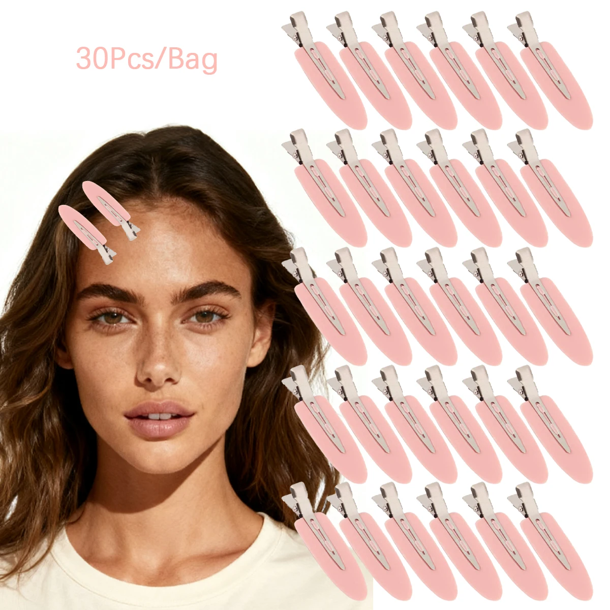 30pcs/set hair side notch clip, seamless hair clip without bending, non slip styling hair clip, Special for Real Hair Wigs