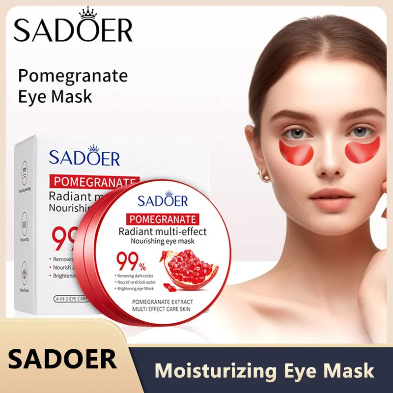 SADOER Red Pomegranate Eye Mask 60Pcs Anti Dark Circles Removal Eyes Bags Moisturizing Eye Patches Eyes Skin Care