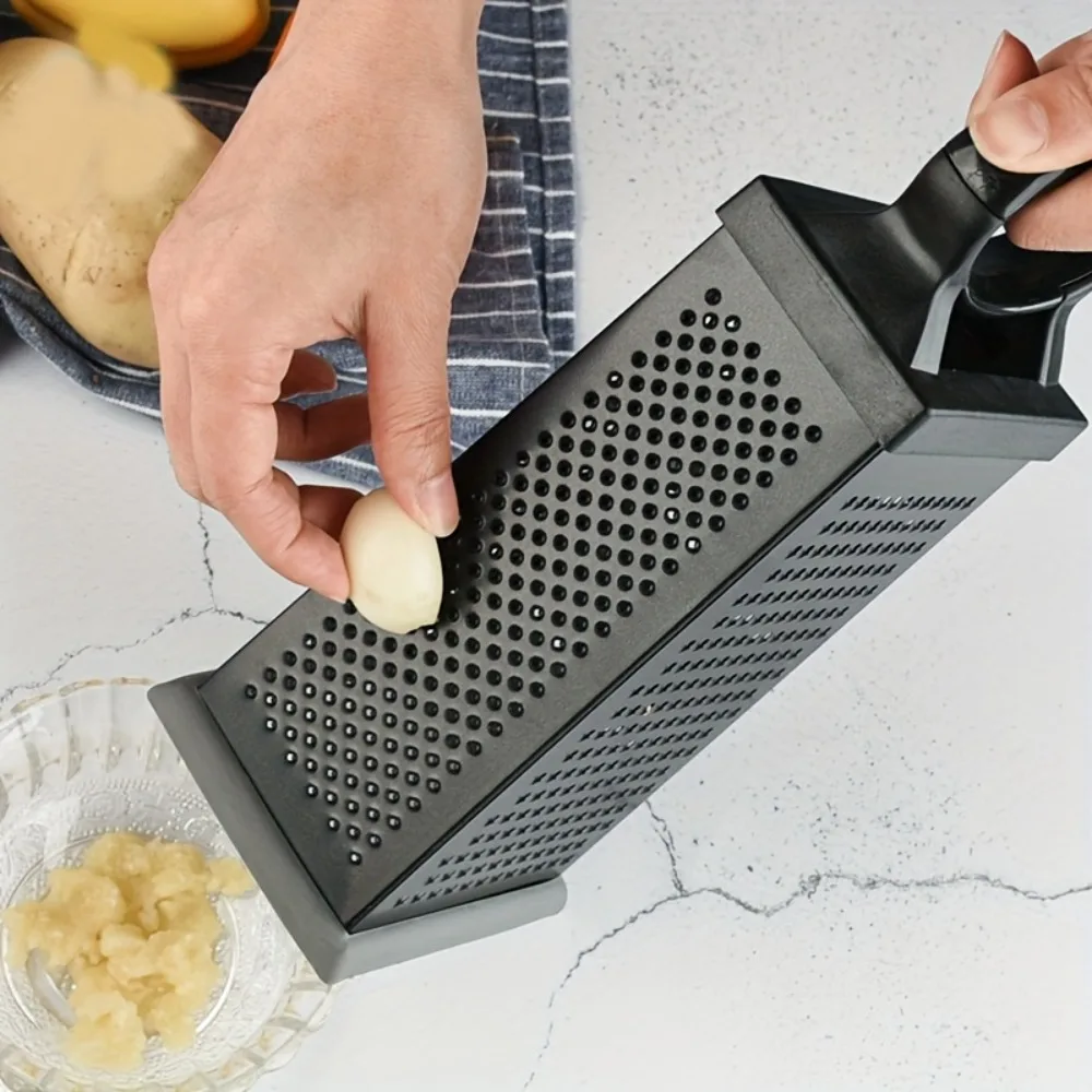 Manual 4 Sides Vegetable Grater Stainless Steel Non-slip Bottom Cheese Grater Upright Oval Handle Vegetable Slicer Potato