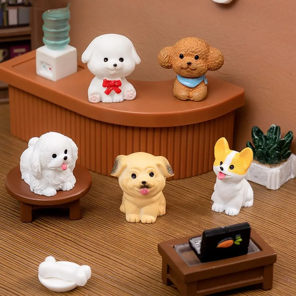 Figuritas de perro en miniatura, adornos de Micro paisaje de animales de dibujos animados para la habitación del hogar, Accesorios de escritorio