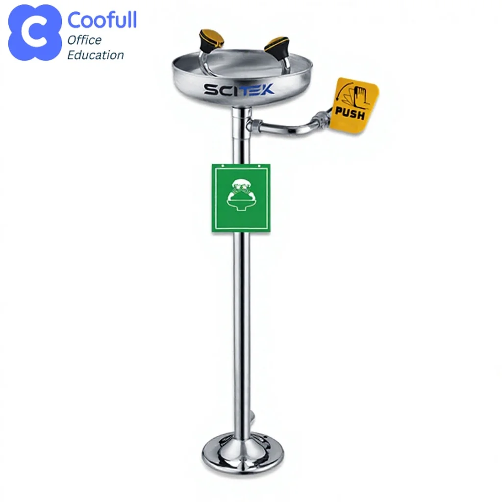 Two-Piece Ball Valve Floor-Mounted Emergency Eye Wash First-Aid Device for School Use