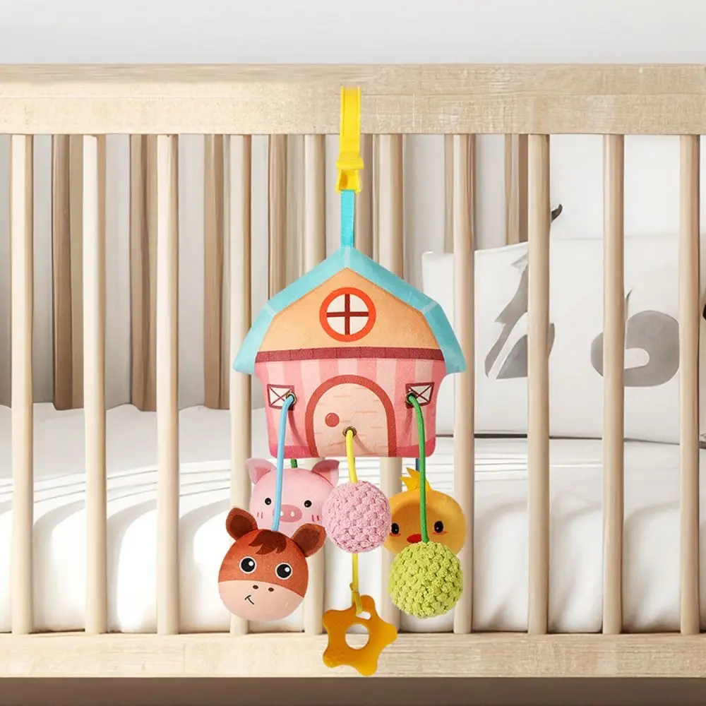 ألعاب سلسلة سحب للأطفال على شكل سرطان البحر مع مرآة تشويه مشبكة وخرز رنين للتطوير البصري الحسي