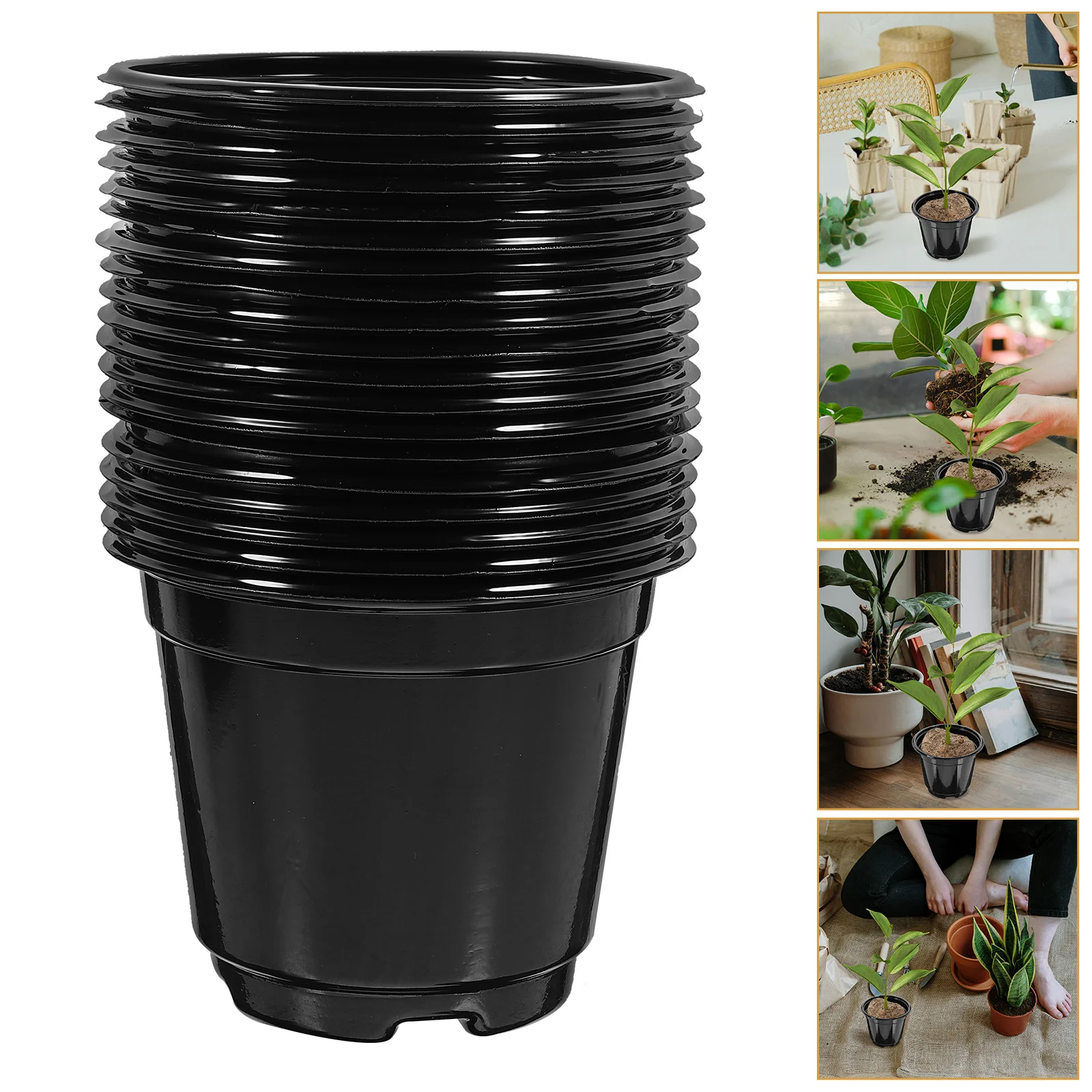 

20Pcs Transparent Pet Plastic Planting Pot Stackable Garden Nursery Pots for Medium Small Plants Flower Pots Indoor Outdoor