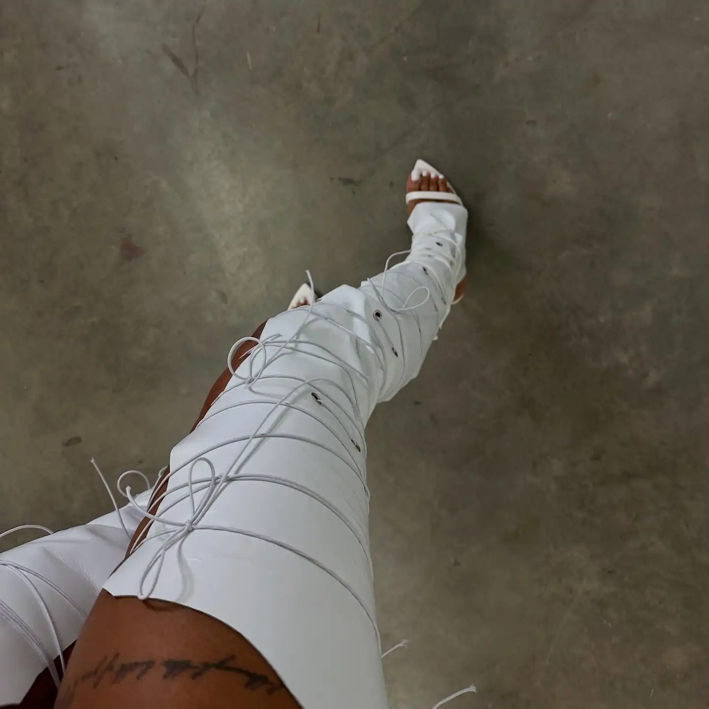 

2025 Sexy Pu Heel Sandals Boots Peep Toe Thin Heel Pumps Gladiator Sandalias Women High Shoes Summer