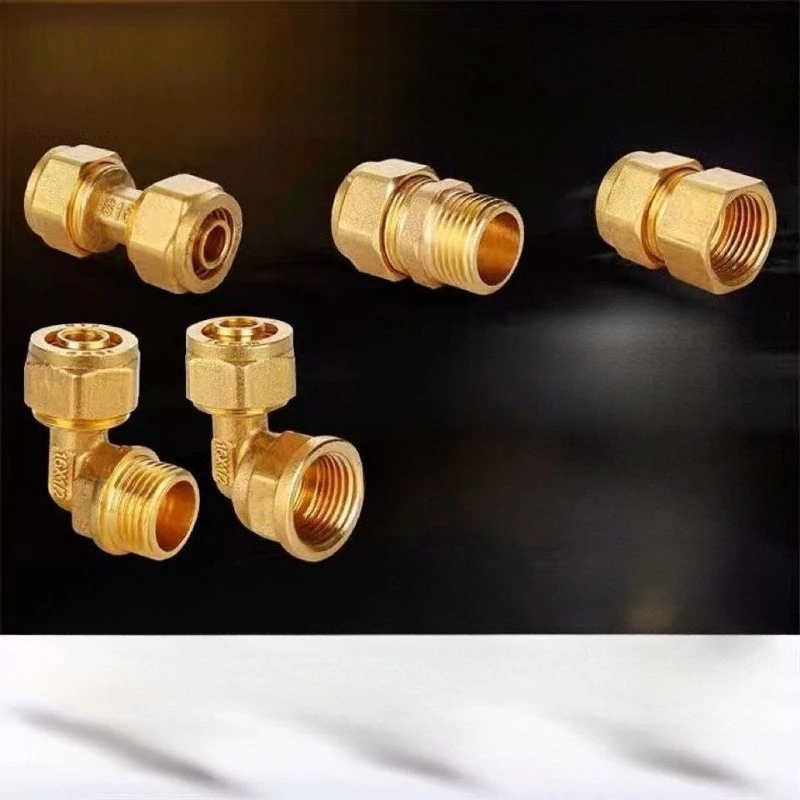 1-piece set 1216 aluminum-plastic pipe copper joints 4-inch straight elbow tee 4-inch copper pipe fittings garden hose connector
