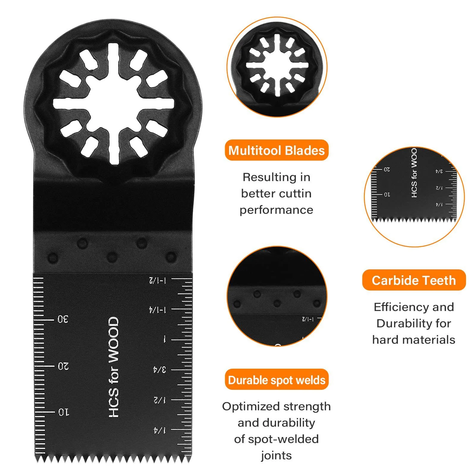 10 Pcs Oscillating Saw Blade 34mm 40mm Cut Depth Multitool Blade with Starlock Interface