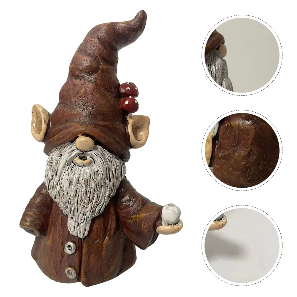 

Incense Holder Resin Multifunctional Gnome Statue Incense Stick Cone Burner Home Office Decoration Cute Gnome Statue