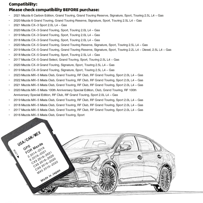 Newest Update Maps Version Navigation SD GPS Card North America for Mazda 3 6 CX3 5 9 MX5 Free Shipping