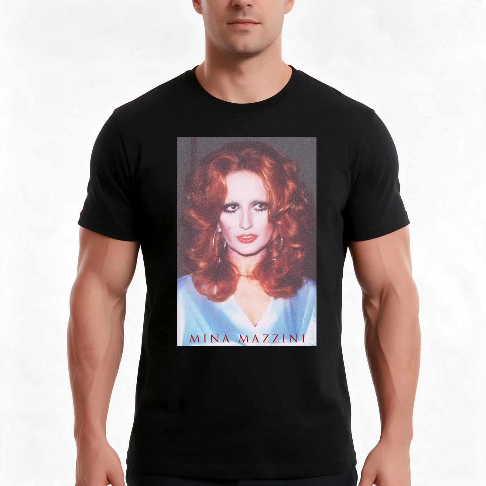 Mina Mazzini T-Shirt, Summer Casual Cotton Tee, Oversized Streetwear Tops, Vintage Graphic Print, Loose Fit Short Sleeve