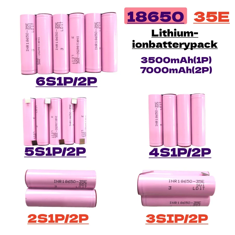 Brand New 18650-35E Lithium Battery Pack 3500mAh/7000mAh 7.4V/12.6V/14.8V/18V/25.2V Suitable for Screwdrivers and Electric Drill