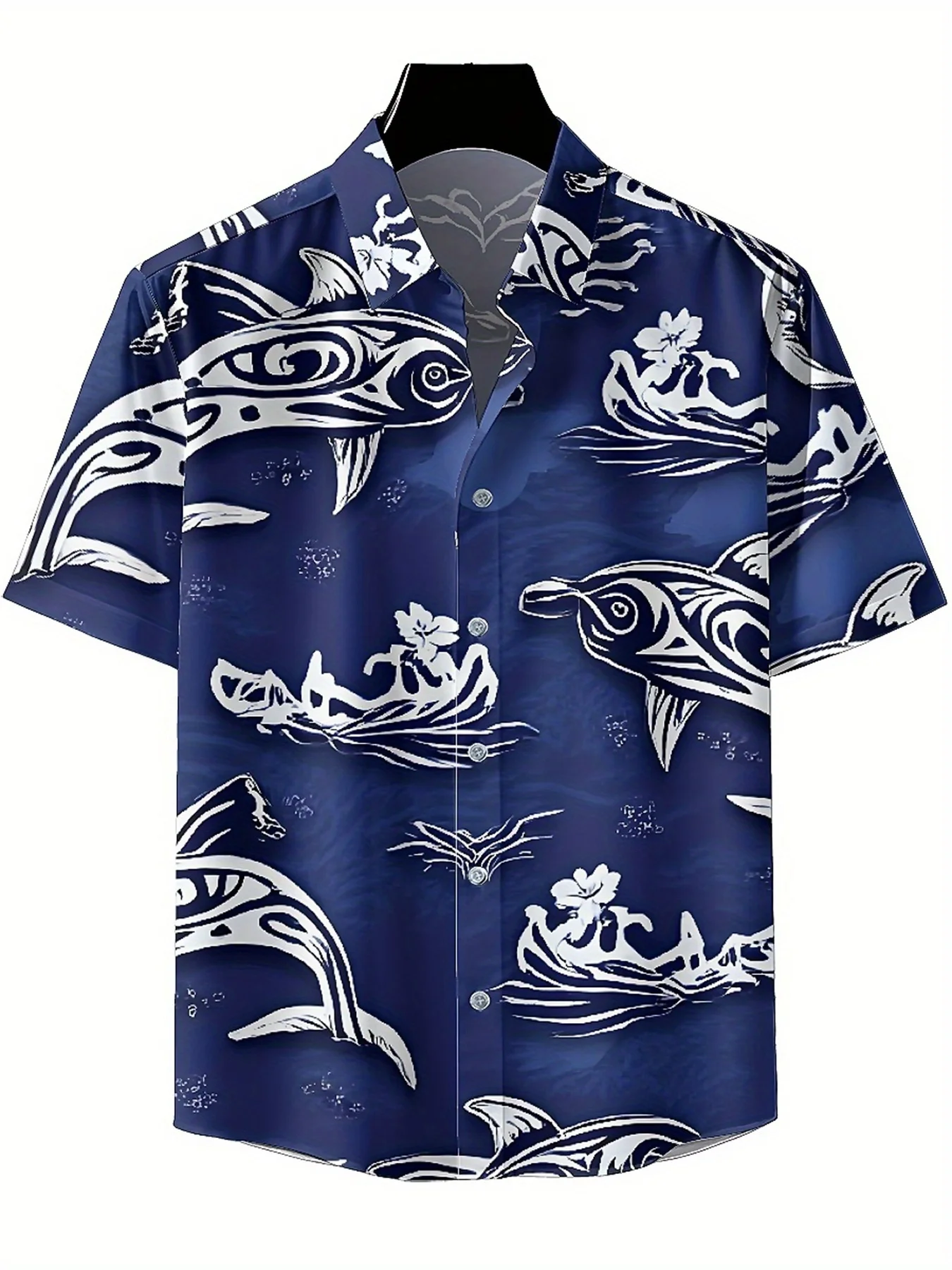 Kemeja Hawaii Ukuran Besar Pria Pola Ocean Elf, Kemeja Aloha Uniseks, Kaus Atasan Musim Panas Baru, Pakaian Jalanan