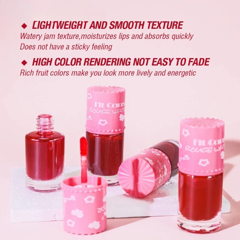 6-farbige Transferfestigungsformel für Lippen- und Wangenflecken, feuchtigkeitsspendender Lipgloss, Rouge-Tönung, langlebig, einfache Anwendung für ein natürliches Aussehen