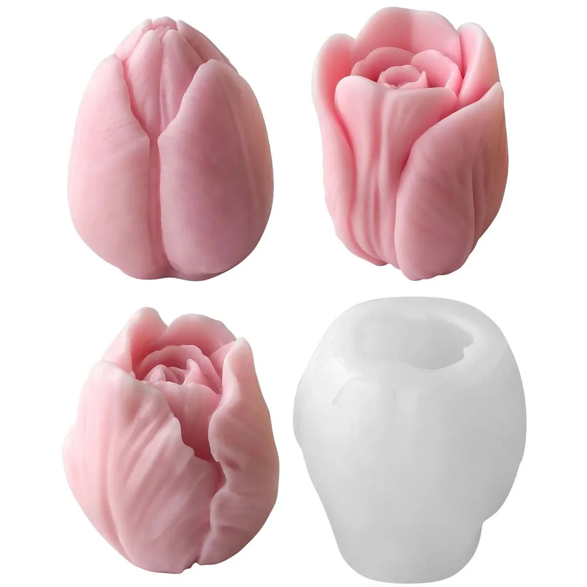 Molde de silicona para velas aromáticas hechas a mano, yeso, resina, flores, tulipanes, galletas caseras, chocolate y dulces, herramienta de repostería.