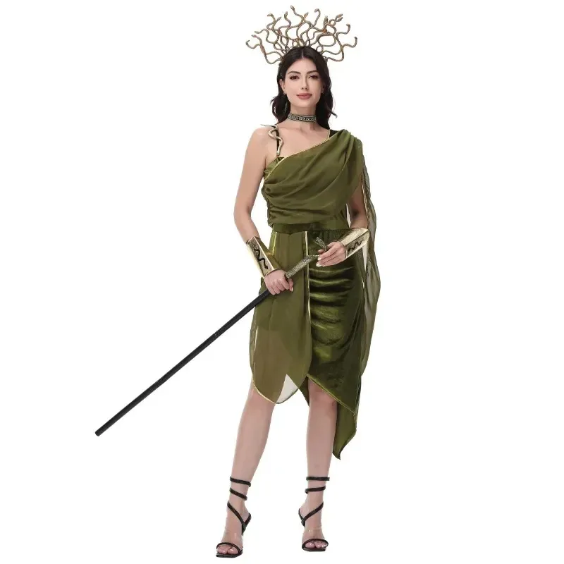 

Ancient Egypt Costume for Adult Women Halloween Party Fancy Dress Clothes Roman Medusa Snake Hydra Witch Carnival Cosplay Outfit