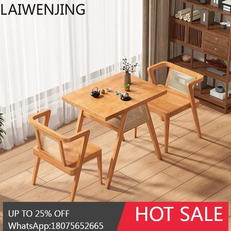 HLZ  Balcony Tea Table and Chair Set for Discussion and Leisure, Three-Piece Set, Solid Wood, Simple Design