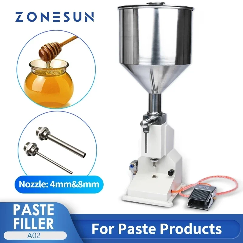 ZONESUN Pneumatic Paste Filling Machine Stainless Steel Honey Tomato Sauce Lip Gloss 5-50ml 10-100ml Cosmetics Cream Filler