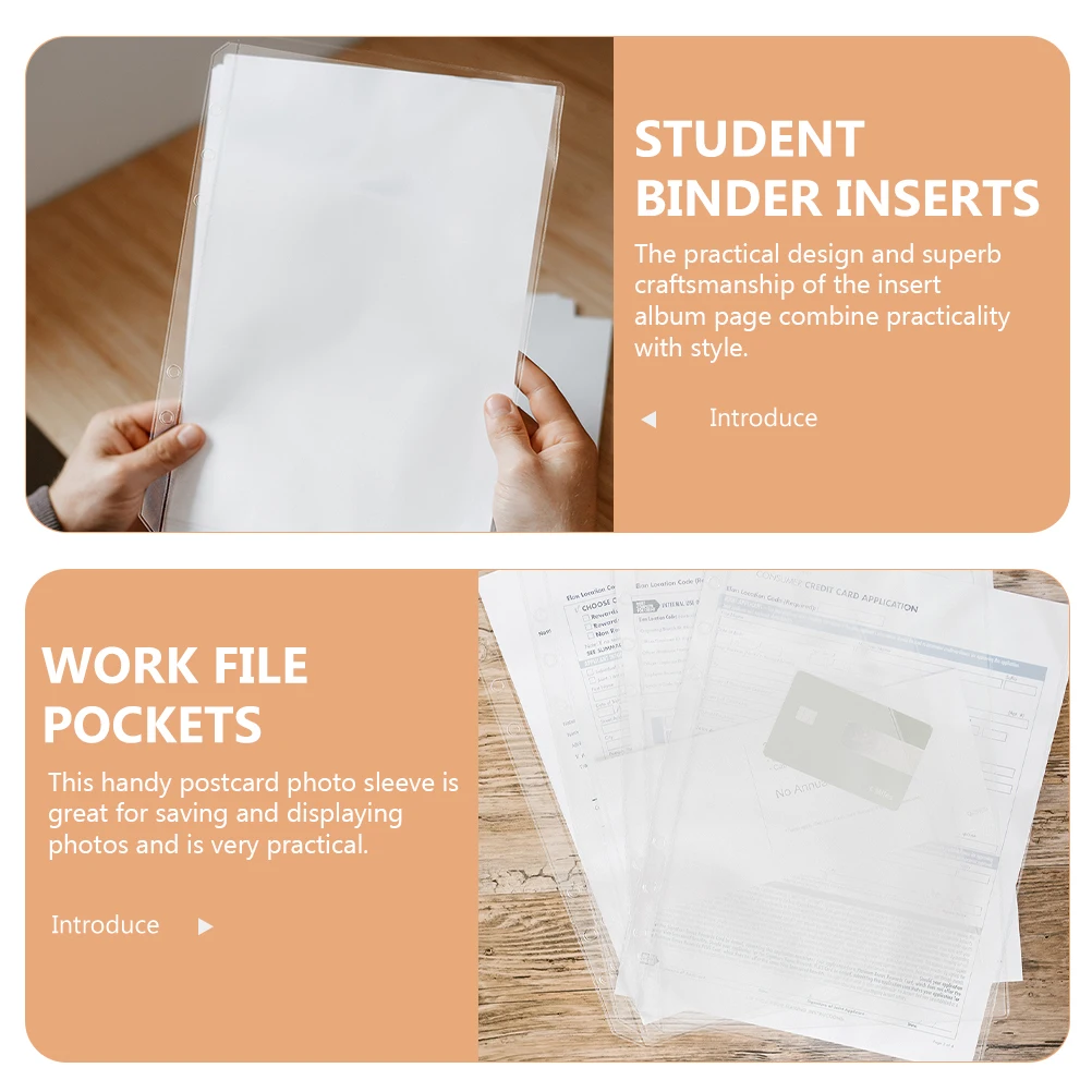 

20pcs File Protectors Reusable Binder Inserts Loose Leaf Document Pockets Wear-Resistant Office Home Use A5 Inserts