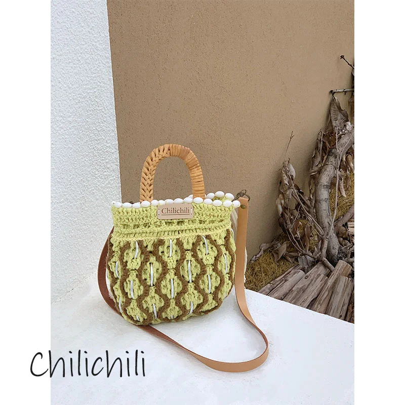 handcrafted-diy-crochet-material-kit-original-design-small-batch-creative-gift-finished-product-green-plum-wine-slope
