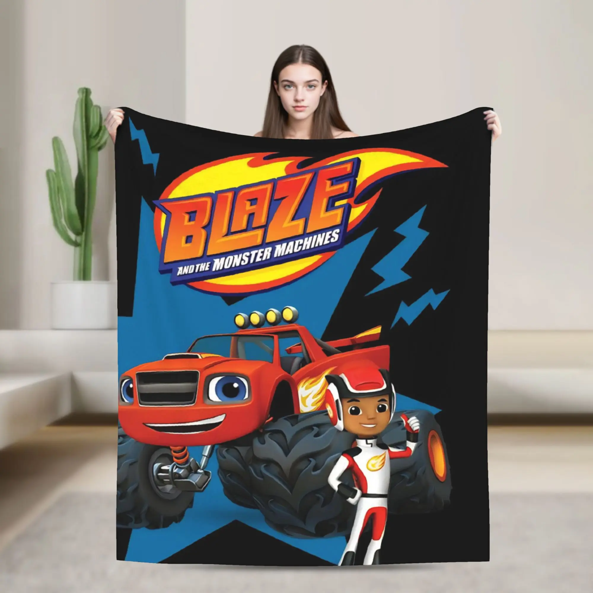 Blaze and the Monster Machines Print Blanket For Men Women Warm Cozy Fluffy  Throw Blankets for Bed 50x60 Inches Multiple Sizes