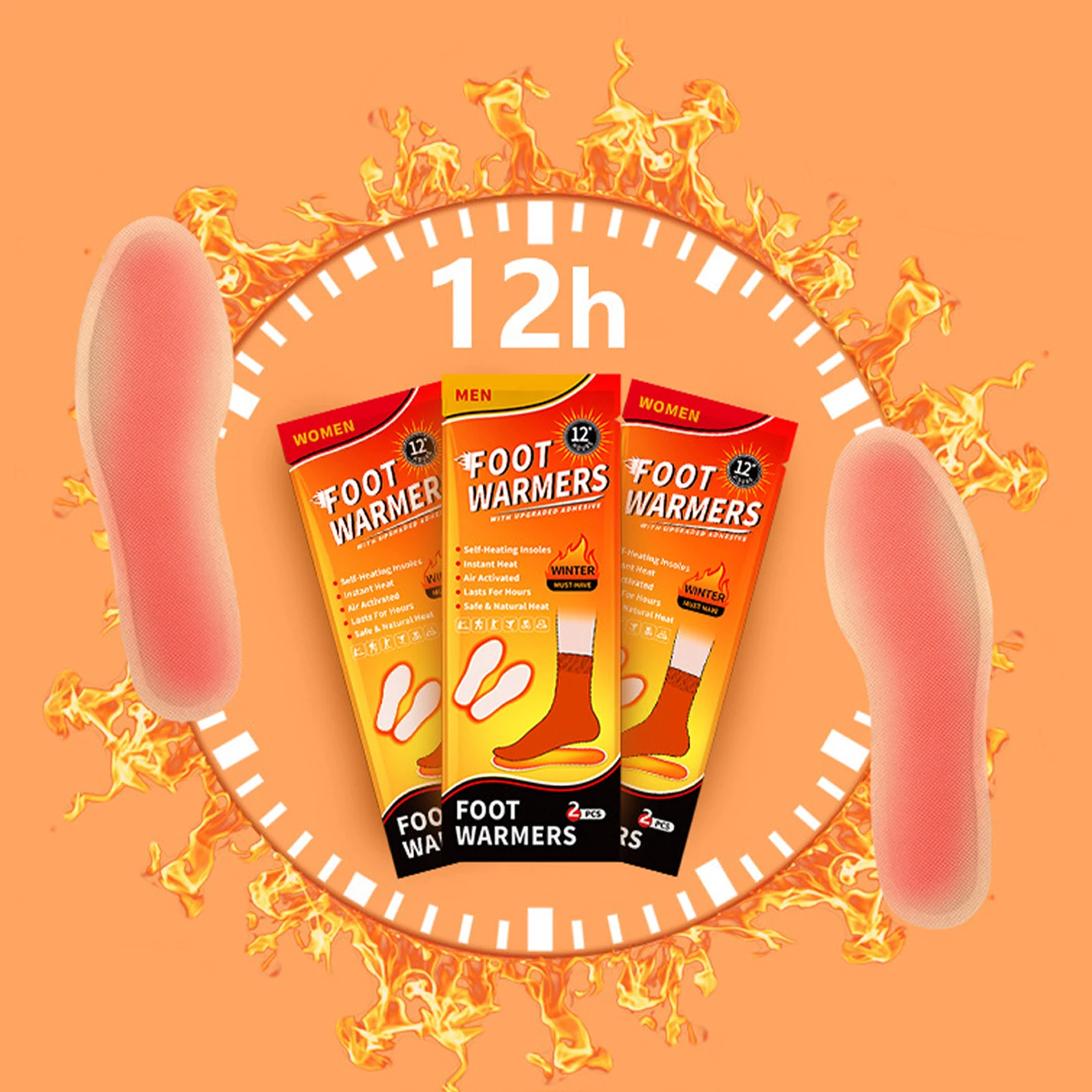 

10 Pairs Insole Foot Warmers Disposable Air Activated Warmers Continuous Heat Feet Warmers for Hunting and Outdoor Sports