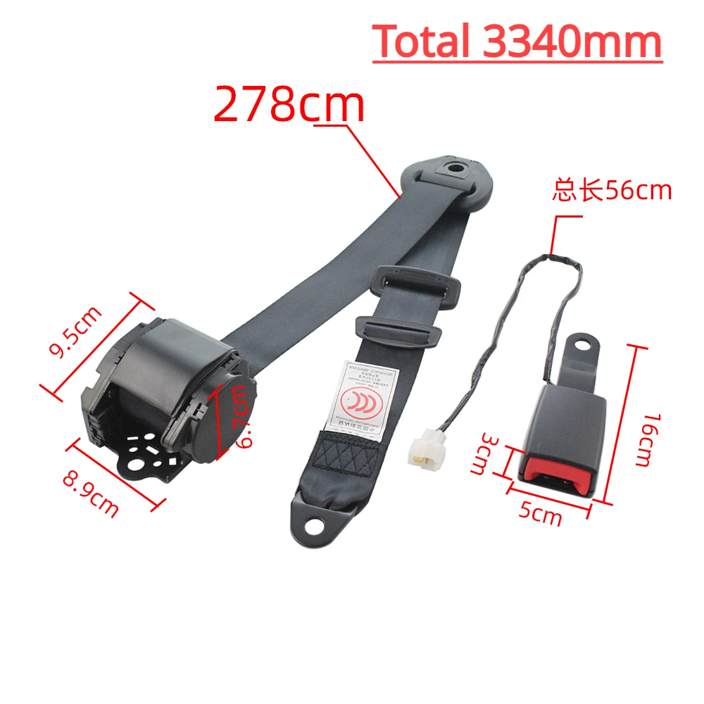 3 pontos ajustável cinto de segurança do carro cinto de volta retrátil conjunto de cinta de segurança cintos de segurança automática bloqueio de emergência com sensor de alarme preto