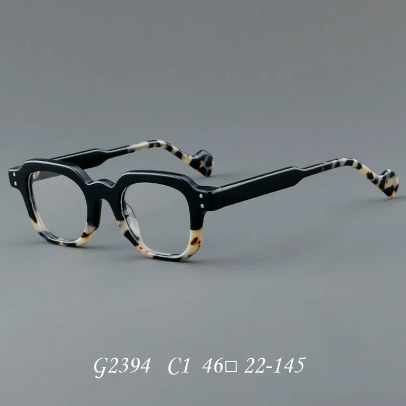 Men Women Fashion Retro Small Square Green Orange Blue Leopard Color Blocking Acetate Presbyopia Reading Myopia Glasses Frame