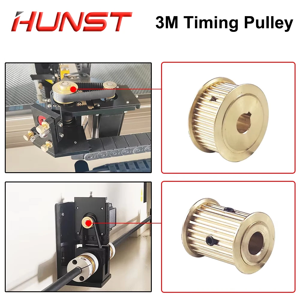 HUNST  Copper Synchronizing Gear,Timing Pulley HTD 3M  Pulley Synch  Motor Wheel for DIY CO2 Laser Engraving Cutting Machine
