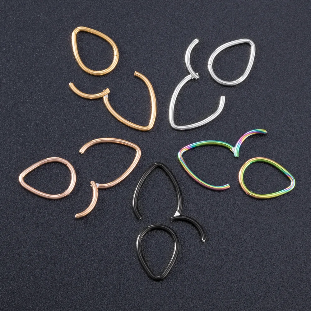 Drip nose Ring Fashion stainless steel closed ring Hinge nasal septum ear bone multi-purpose ring piercing jewelry