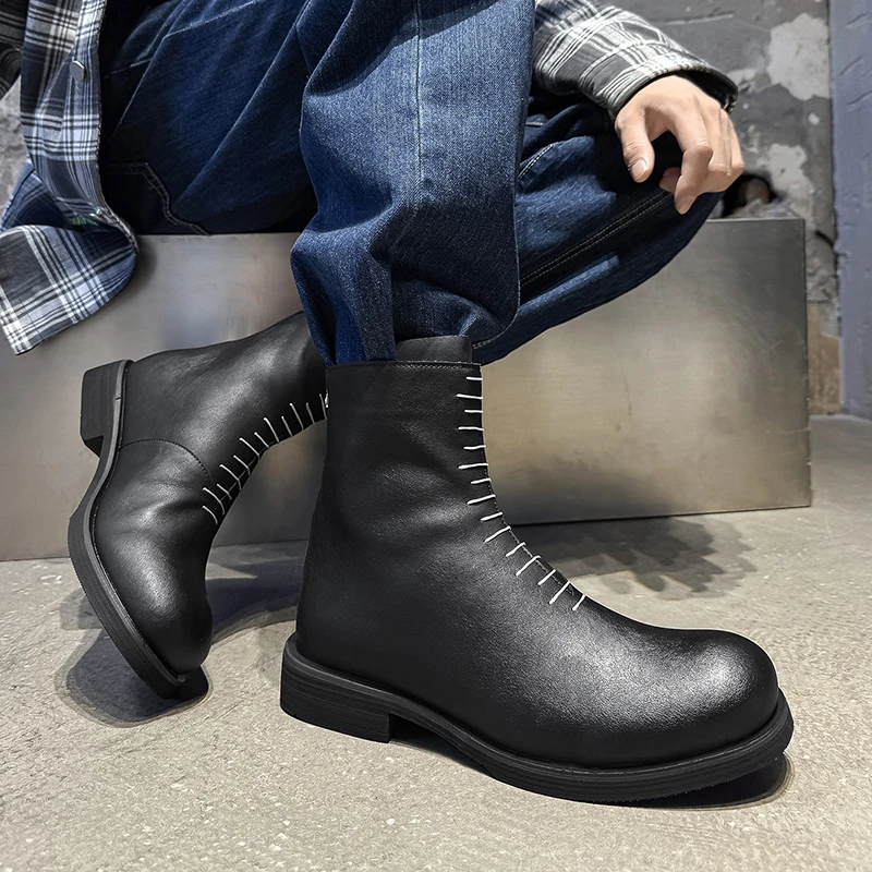 Men Business Chelsea Boots Men Work Boots High-top Shoes British-style Retro Ankle Boots Training Shoes Sizes 38-46