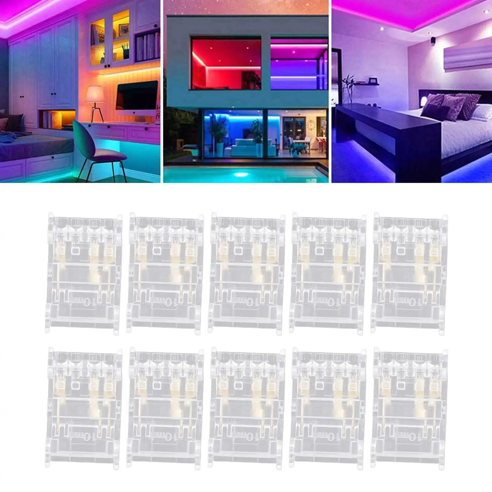 Tira de LED sin soldadura, conectores de cable para iluminación del hogar