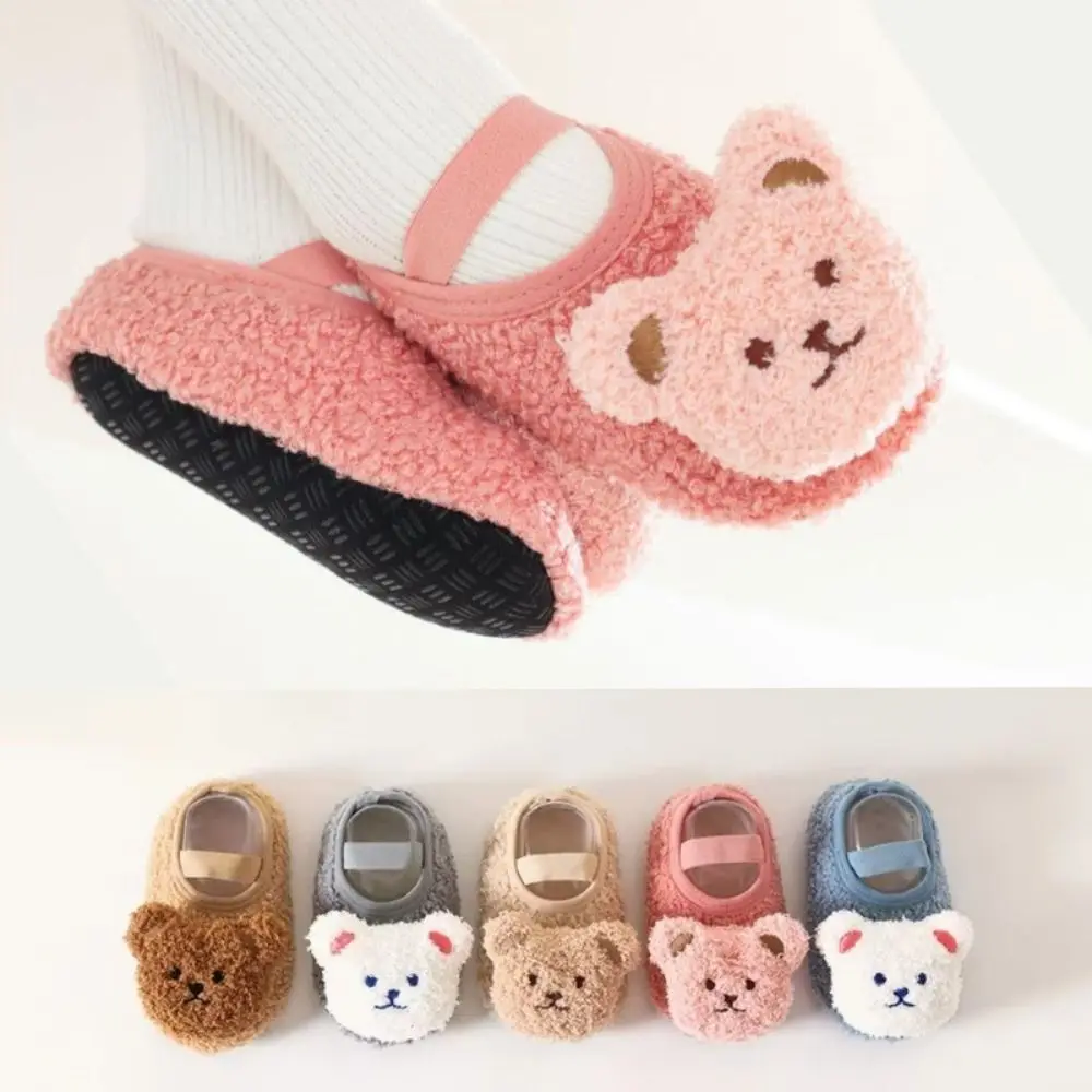 New Winter Warm Baby Slippers Cute Cartoon Bear Soft Toddler Shoes Anti-slip Kids Footwear Infant Floor Socks