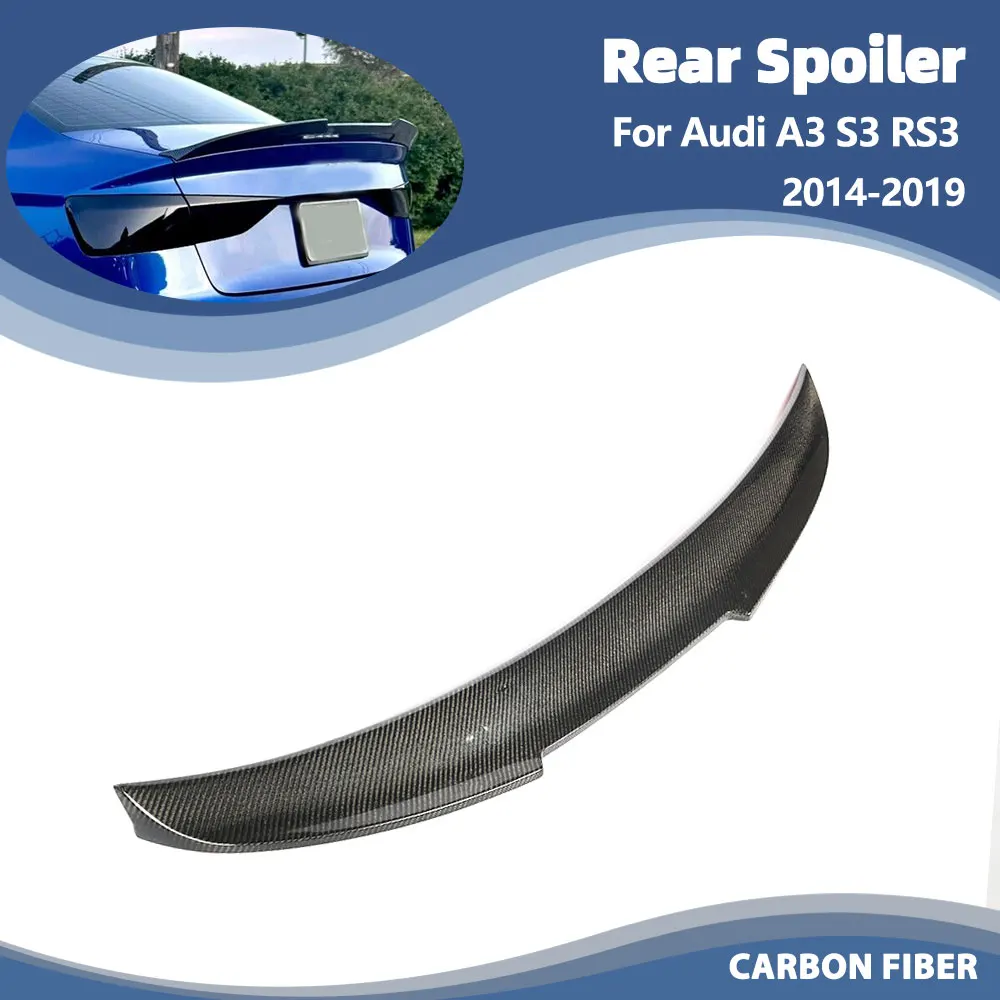 

Спойлер заднего багажника автомобиля из углеродного волокна для Audi A3 S3 RS3 4-дверный седан 2014-2019, спойлер заднего крыла, крышка багажника, спойлер Highkick