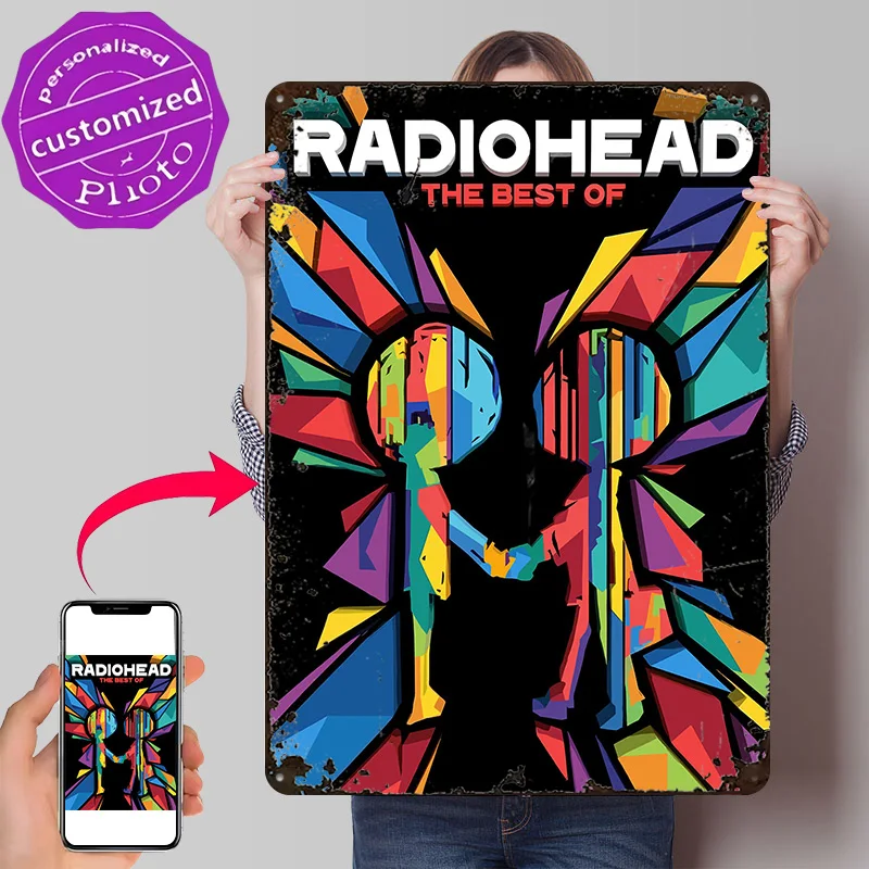 Radiohead The Best Of Album Art 3D Texture Metal Poster Customized Wall Art Tin Sign Gift for Mancave Decoration Bedroom Decor