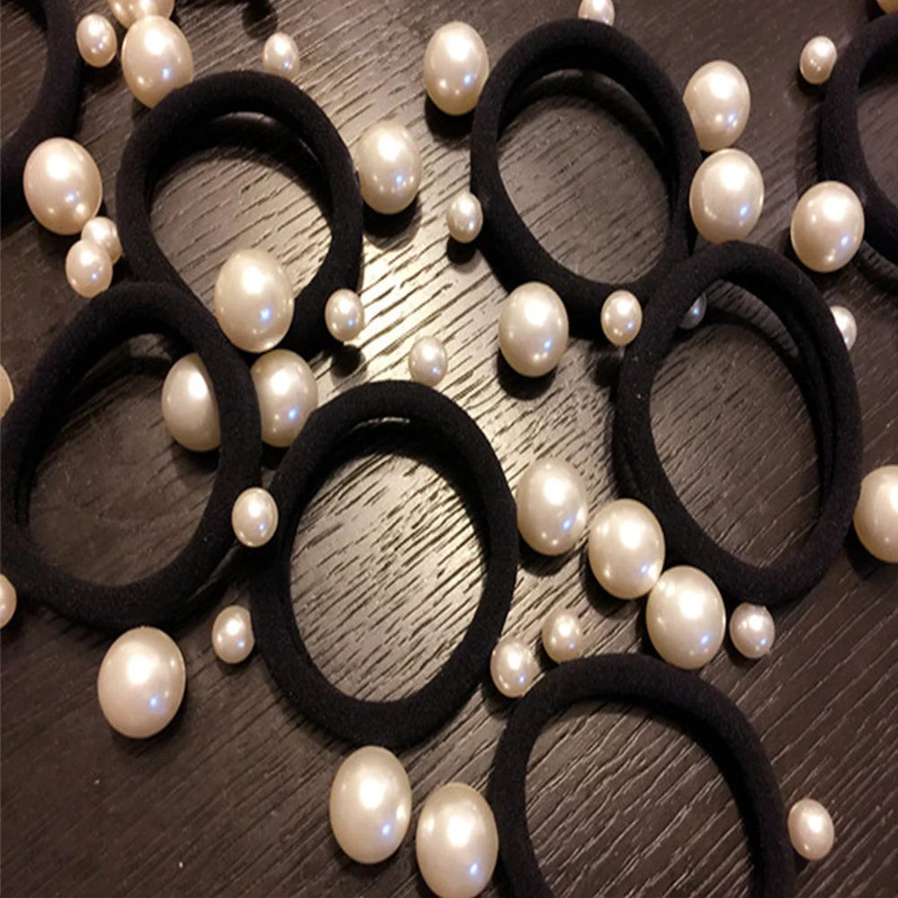 

10pcs Pearl Rings Bright Color Durable Accessories Women Large Hair Bands Rope Clips Girls Ponytail Holders Everyday Stylish