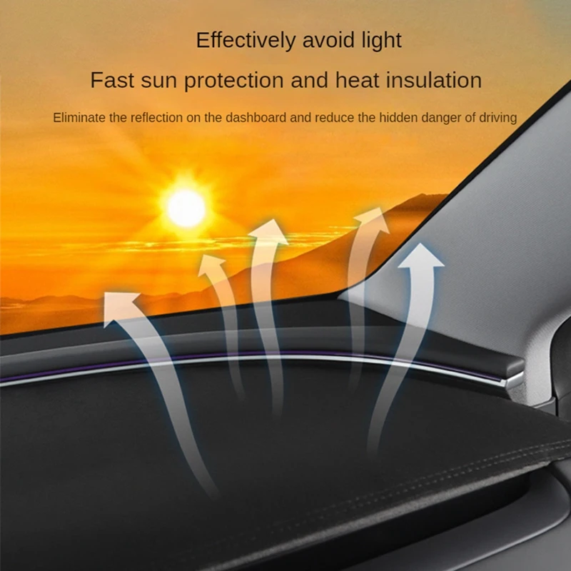 

A65P-For Tesla Model 3 Highland 2024 Car Dashboard Cover Anti-Slip Anti-Light PU Dash Mat