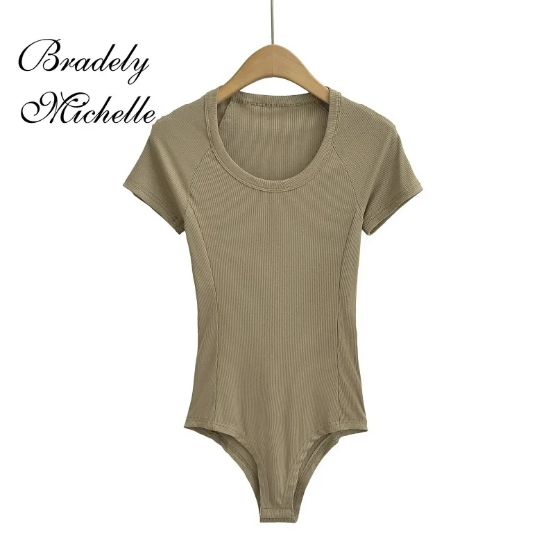 Slim girocollo manica corta abbigliamento Sexy da donna tuta retrò Pullover body Top body Sexy