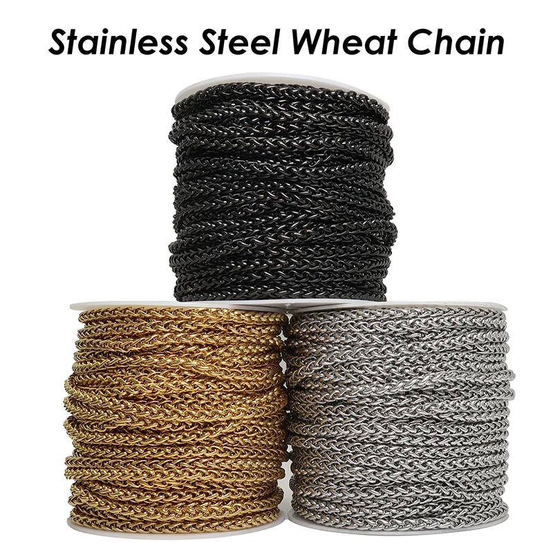 Custom Order: Stainless Steel Wheat and Cuabn Chain Necklace