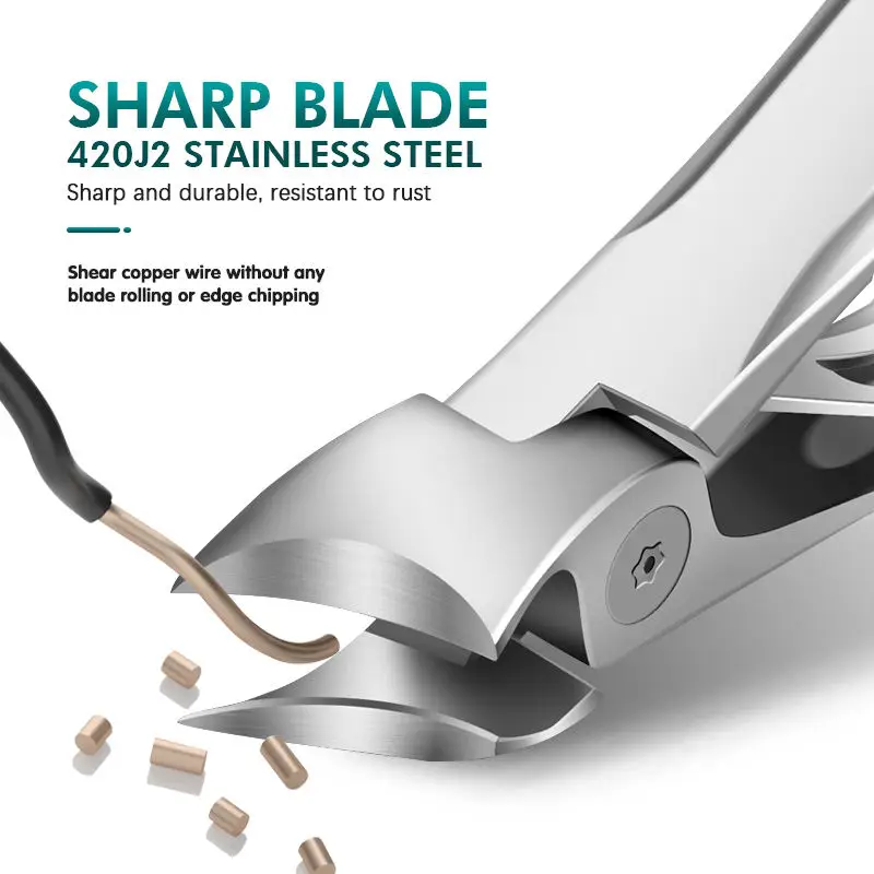 Kit de cortaúñas de alta resistencia, color plateado, apertura amplia, mandíbula Diagonal ultraancha, cortador de uñas de los pies con borde inclinado para uñas gruesas encarnadas