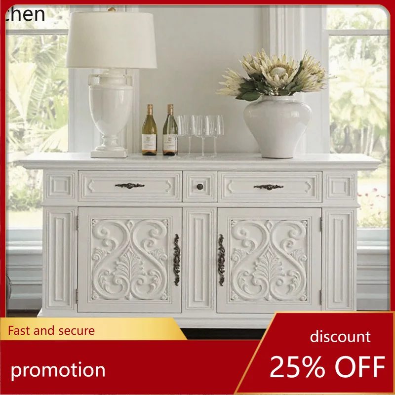 

HXL Solid Wood Sideboard Cabinet Villa Simple Style Living Room Storage Entrance Cabinet