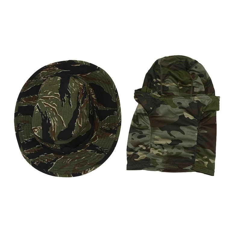 

Face Mask Camouflage Boonie Cap Set Men Mountaineering Hunting Camping Climbing Hat Suit Wide Brimmed Sports Fishing Hat
